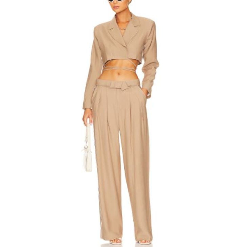 Alamour The Label Tan Straight Leg Pants
